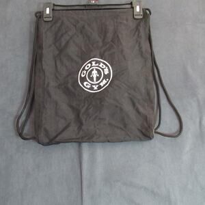 Golds Gym Drawstring Gym Sack Bag Black Backpack Tote Workout Fitness Yoga